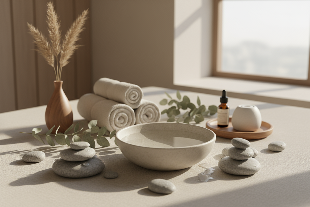 Aesthetically pleasing, neutral tone, wellness image